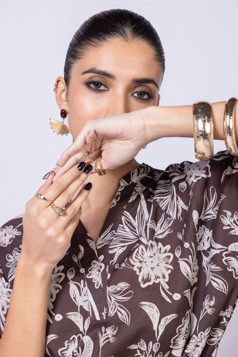 Printed | Dull Raw Silk | Maxi Dress | AED 42.00