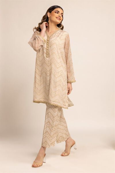 Printed Kameez, OFF-WHITE, hi-res