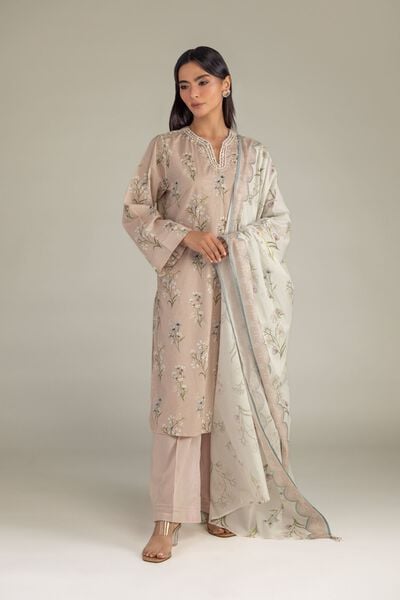 Printed | Cambric | Solid Peach Pants | AED 130.00