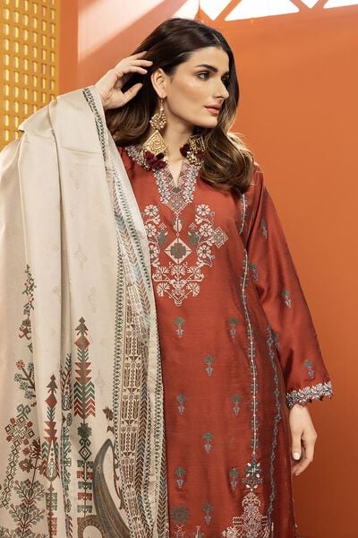 Dull Raw Silk | Embroidered | Tailored 3 Piece | AED 320.00