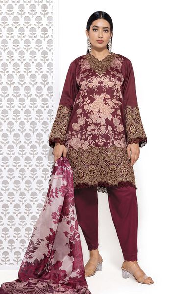 Cotton Satin | Embroidered | Fabrics 3 Piece | AED 100.00