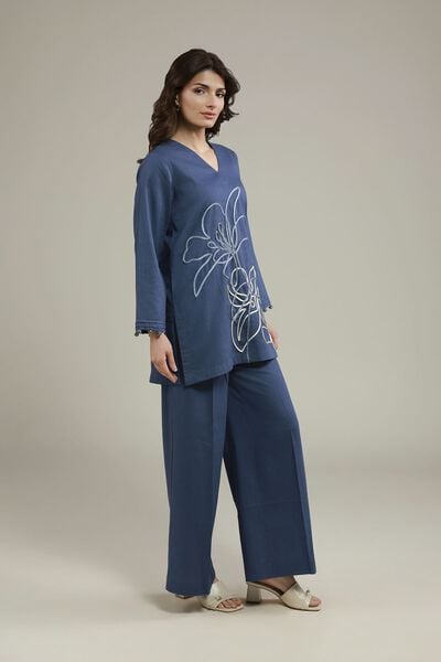 Dyed | Heavy Textured Cotton | Relaxed Solid Pants | AED 60.00