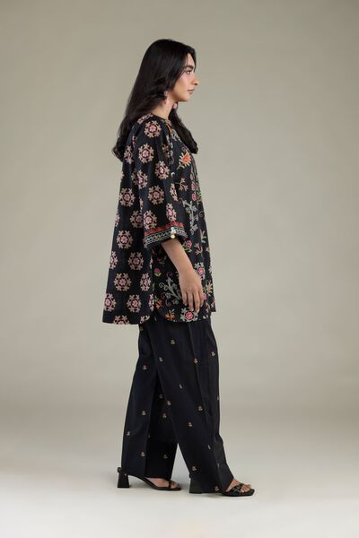 Printed | Cambric | Black Floral Shalwar | AED 150.00