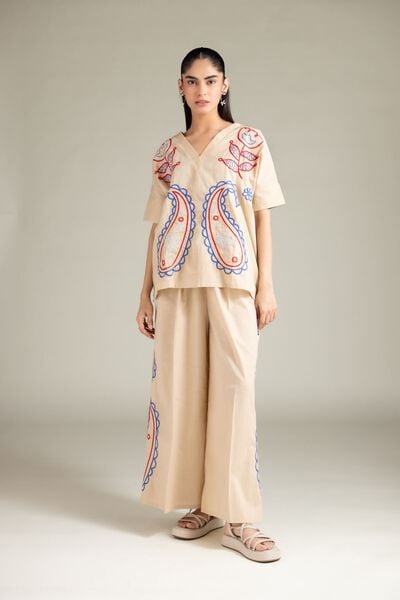 Textured Cotton | Trousers | AED 60.00