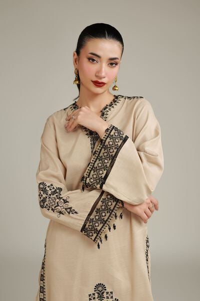 Embroidered | Raw Silk | Geometric Silk Kurta | AED 125.00