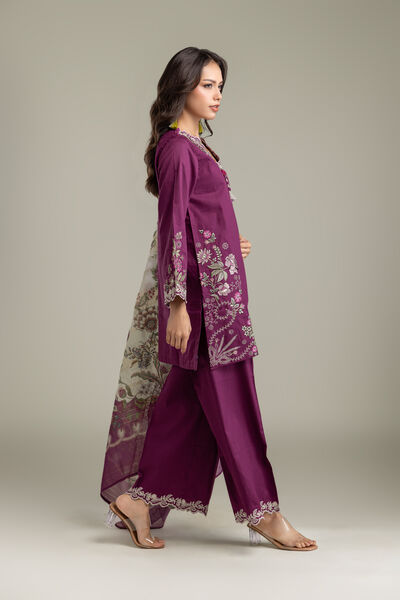 Embroidered | Textured Cotton | Pants | AED 150.00