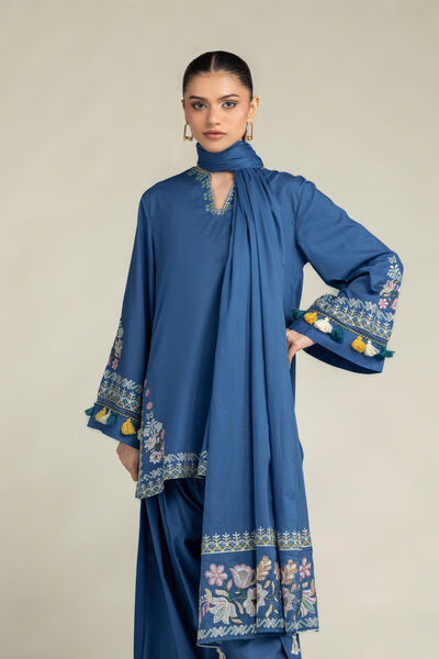 Embroidered | Lawn | Floral Blue Dupatta | AED 180.00