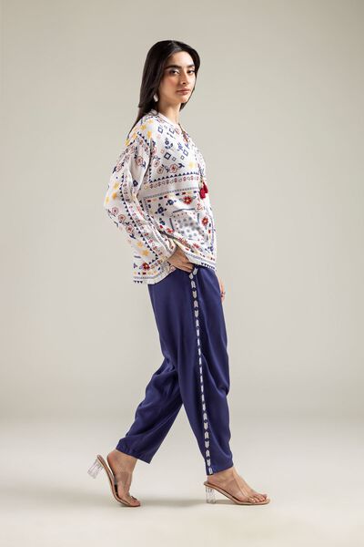 Embroidered | Viscose Crepe | Trousers | AED 50.00