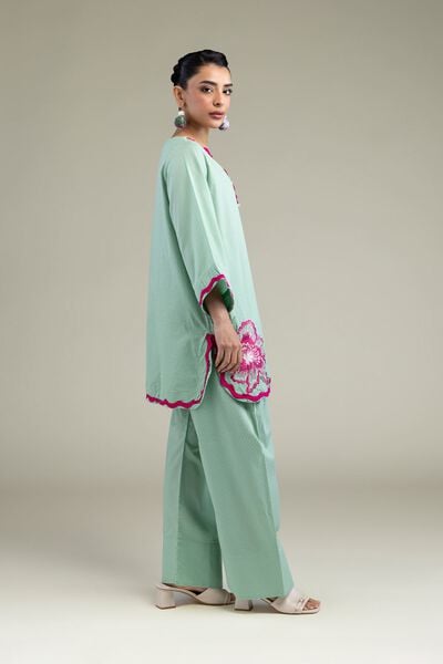 Embroidered | Cotton Dobby | Floral Mint Shalwar | AED 130.00