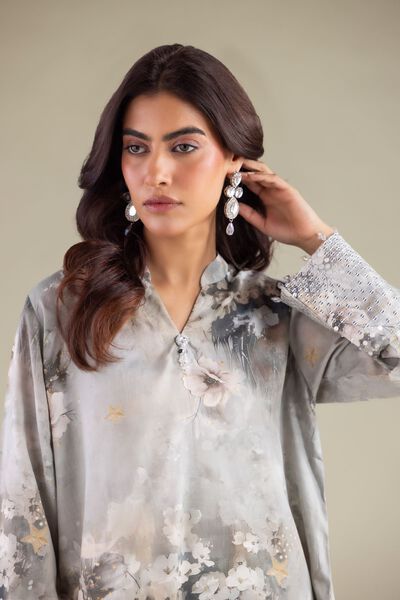 Embroidered | Raw Silk | Floral Embellished Kurta | AED 60.00