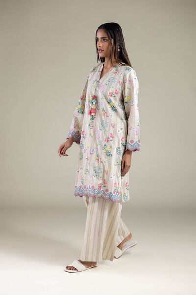 Embroidered | Textured Cotton | Pants | AED 80.00
