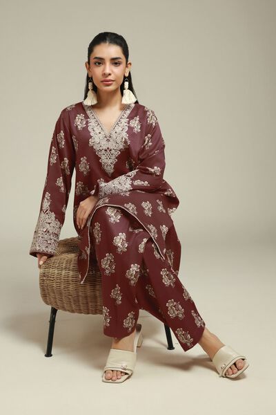 Embroidered | Satin | 2-Piece Tailored Set | AED 230.00