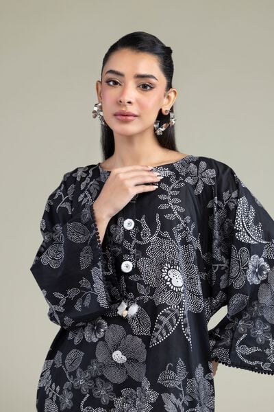 Printed | Cotton Dobby | Black Longline Kurta | AED 150.00
