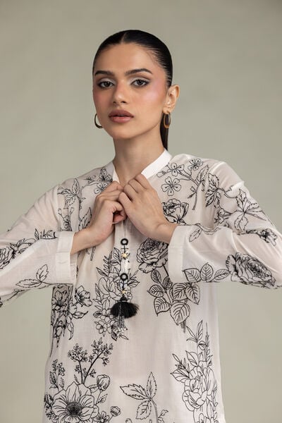 Embroidered | Cambric | Cambric Longline Kurta | AED 200.00