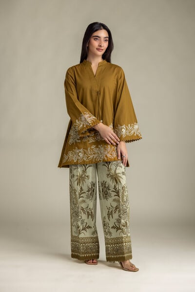 Embroidered | Cambric | Cambric Floral Pants | AED 130.00