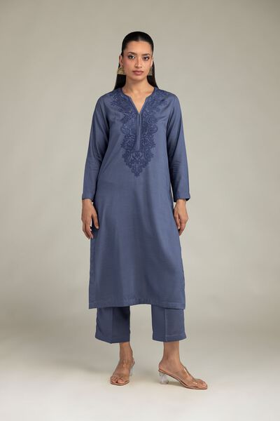 Dyed | Raw Silk | Silk Solid Pants | AED 130.00