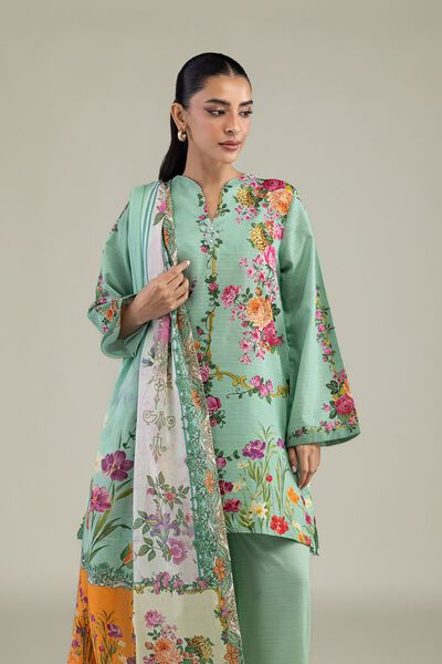 Printed | Cotton Dobby | Mint Dobby Kurta | AED 75.00
