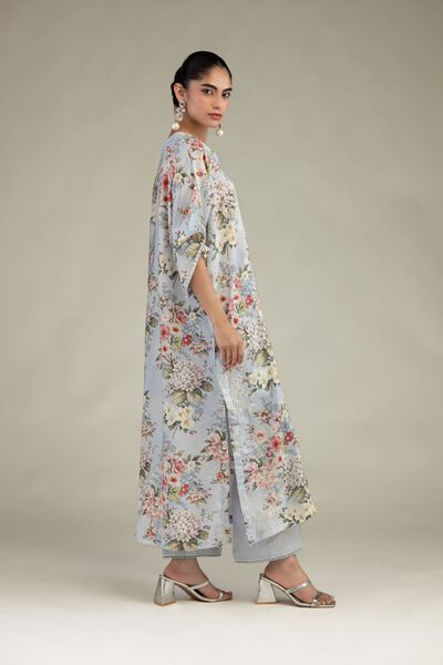 Embroidered | Blended Viscose | Blue Viscose Pants | AED 130.00