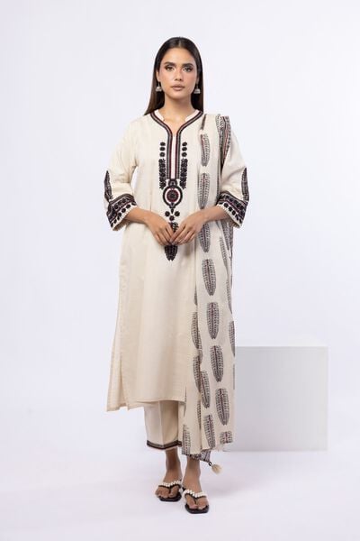 Embroidered | Crosshatch Poplin | Pants | AED 80.00