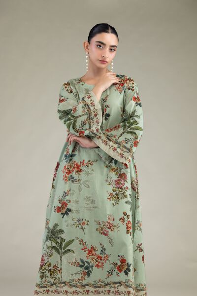 Printed | Cambric | Mint Cambric Kurta | AED 180.00