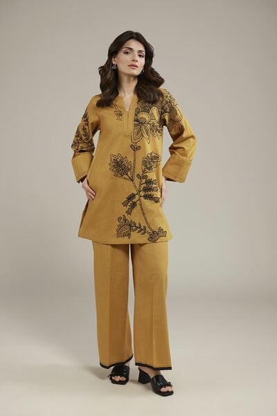 Dyed | Heavy Textured Cotton | Relaxed Solid Pants | AED 60.00