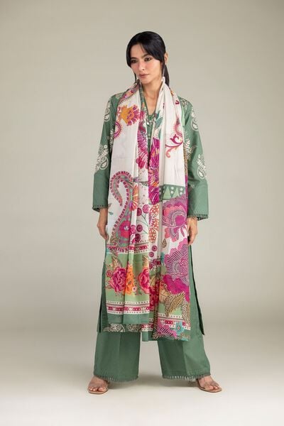 Embroidered | Cotton Dobby | Solid Green Pants | AED 130.00