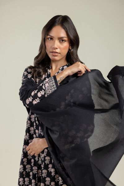 Printed | Lawn | Black Solid Dupatta  | AED 130.00