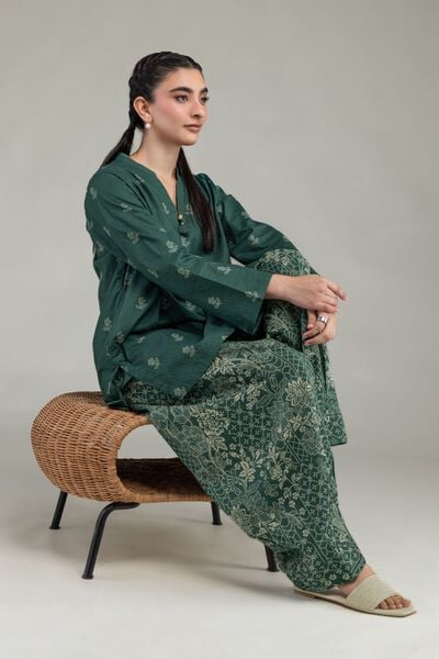 Printed | Cotton Dobby | Green Cotton Kurta | AED 100.00