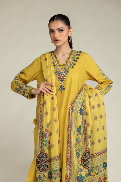 Embroidered | Lawn | Yellow Lawn Dupatta | AED 130.00