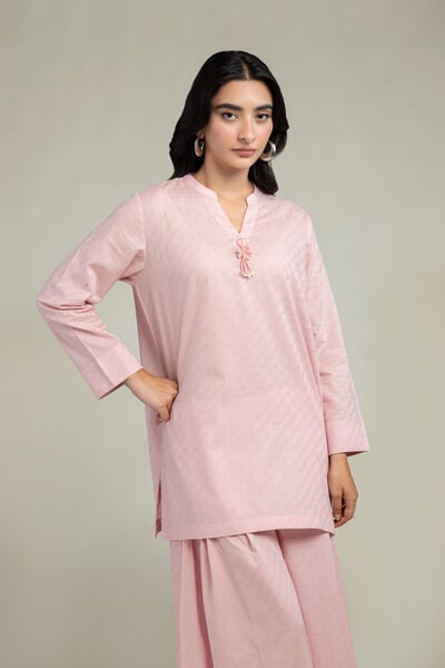 Dyed | Cotton Dobby | Solid V-Neck Kurta | AED 150.00