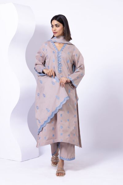 Embroidered | Crosshatch Poplin | Pants | AED 40.00