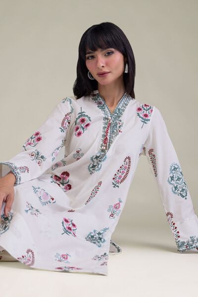 Embroidered | Cambric | White Cambric Kurta | AED 100.00
