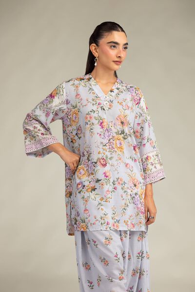 Printed | Raw Silk | Short Floral Kurta | AED 180.00