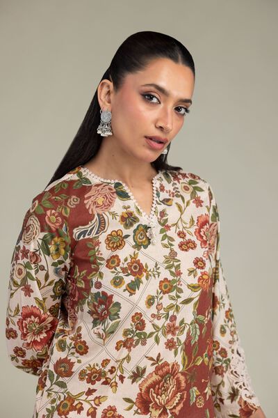 Embroidered | Cambric | Floral Cambric Kurta | AED 180.00