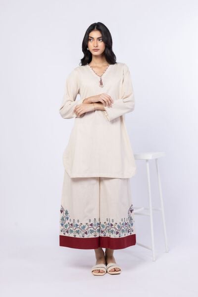 Embroidered | Crosshatch Poplin | Pants | AED 120.00