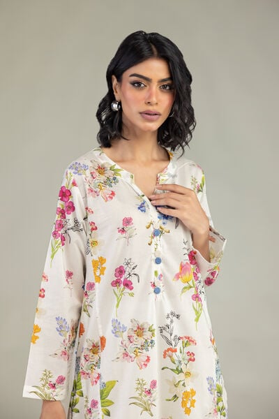 Embroidered | Cambric | Floral Longline Kurta | AED 100.00