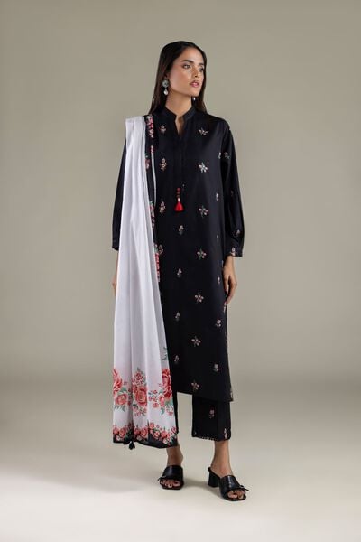 Embroidered | Cotton Dobby | Floral Straight Pants | AED 100.00