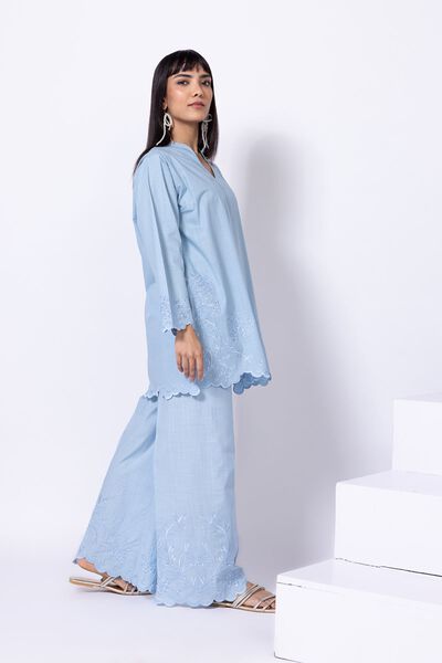 Embroidered | Crosshatch Poplin | Pants | AED 80.00