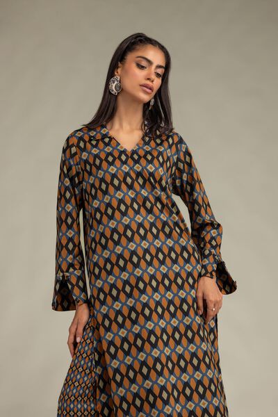 Printed | Cambric | Longline Cambric Kurta | AED 150.00