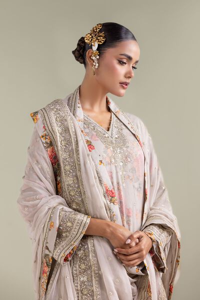Embroidered | Chiffon | Floral Zari 3-piece | AED 234.00