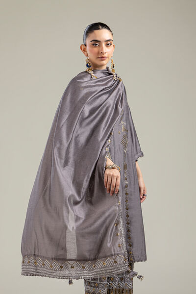Cotton Net | Gray Cotton Dupatta | AED 65.00
