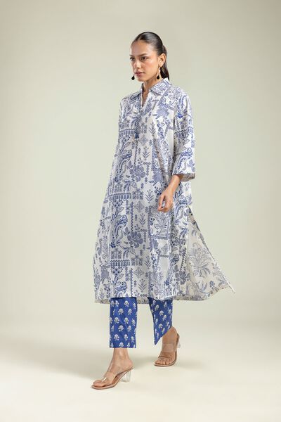 Printed | Cambric | Blue Floral Pants | AED 80.00
