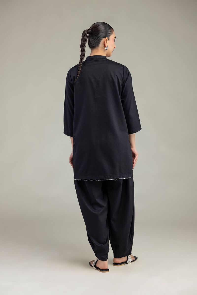 Embroidered | Textured Cotton Viscose | Black Cotton Kurta | AED 150.00