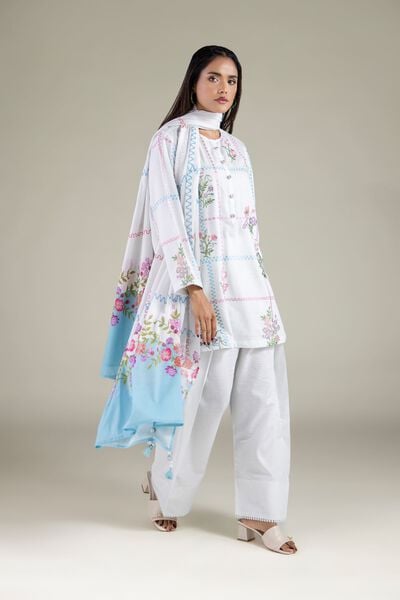 Embroidered | Cotton Dobby |  Buttoned Floral Kurta | AED 150.00