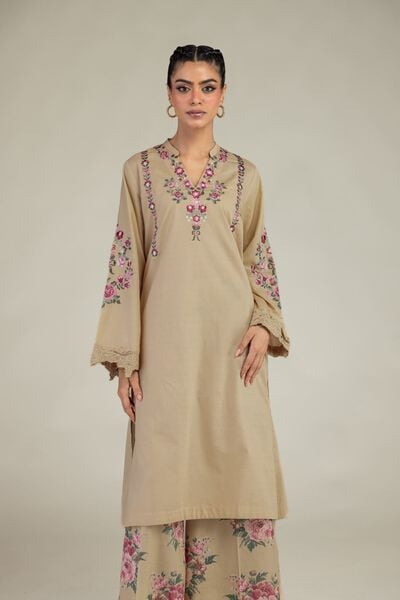 Embroidered | Cotton Dobby | Floral Longline Kurta | AED 180.00