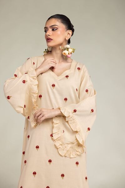 Embroidered | Raw Silk | Floral Silk Kurta | AED 69.00
