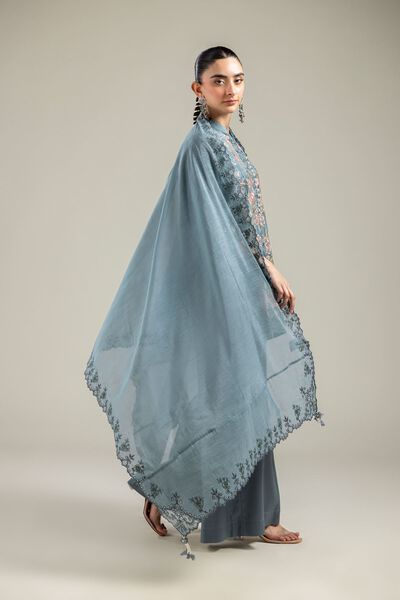 Paper Silk | Floral Teal Dupatta | AED 75.00