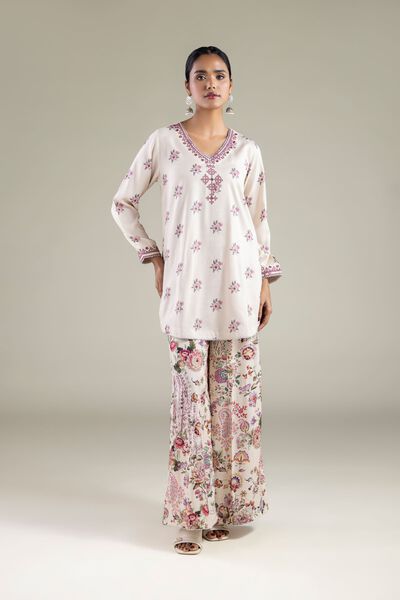Embroidered | Viscose | Relaxed Paisley Pants | AED 100.00