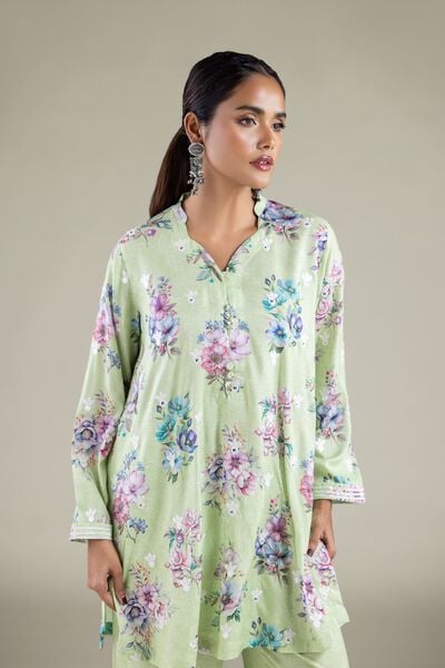 Embroidered | Viscose | Floral Scalloped Kurta | AED 150.00