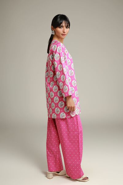 Embroidered | Cotton Dobby | Oversized Pink Shalwar | AED 80.00